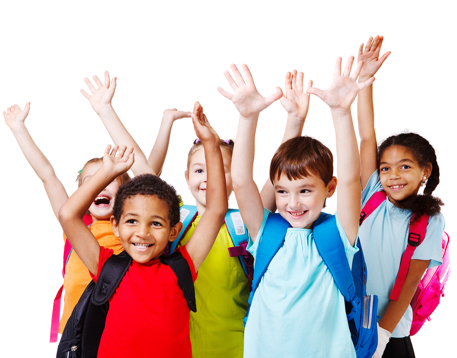 Our services Happy children with arms in the air