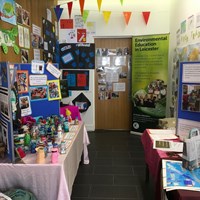 Global Goals 2017 - 2 Display boards at the Global Goals Showcase with children's arts and crafts