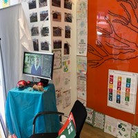 Global Goals 2017 - 3 Computer monitor showing a video of a school child speaking